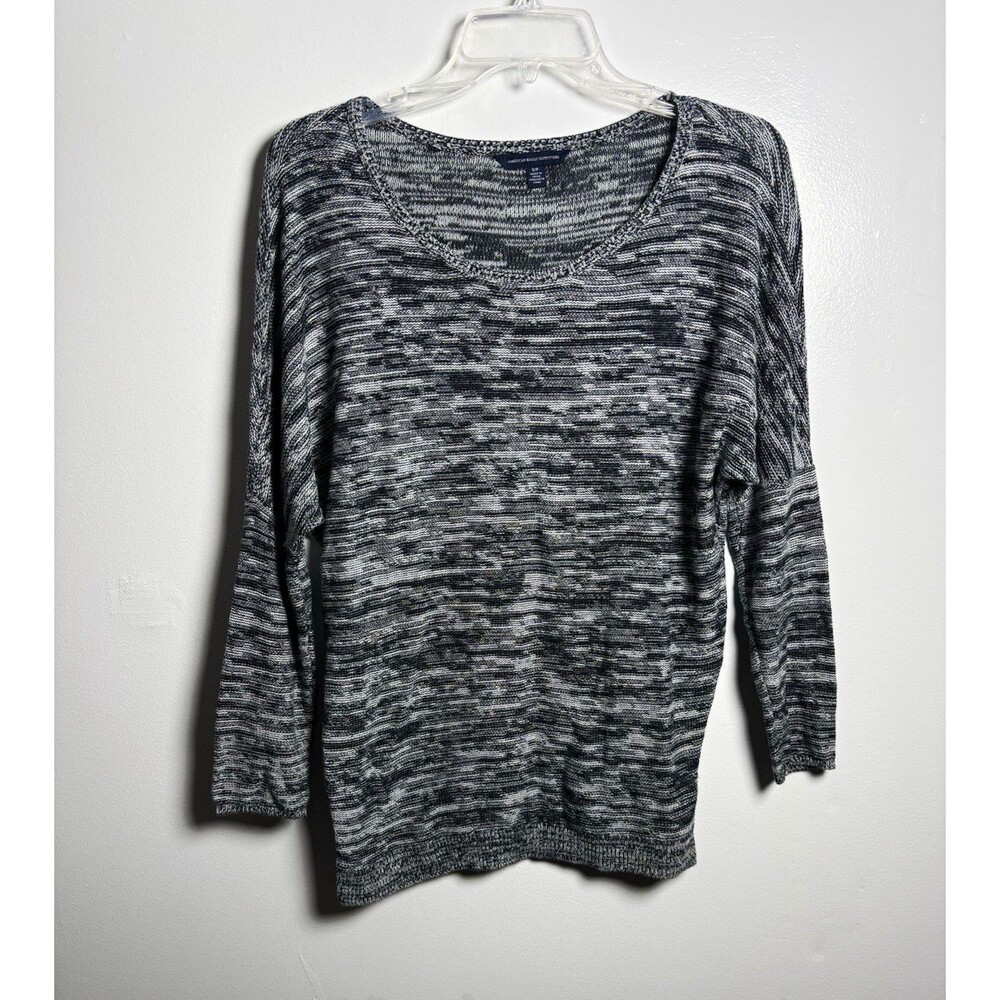 American Eagle Outfitters Women’s S Black/White Knit Cotton Scoop Neck Sweater